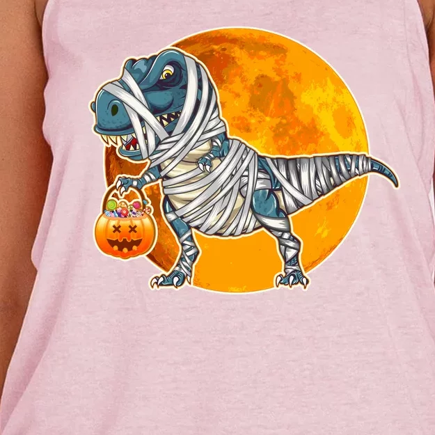 Funny Halloween Mummy TRex Women's Knotted Racerback Tank