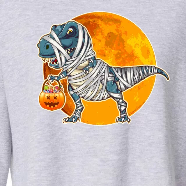 Funny Halloween Mummy TRex Cropped Pullover Crew