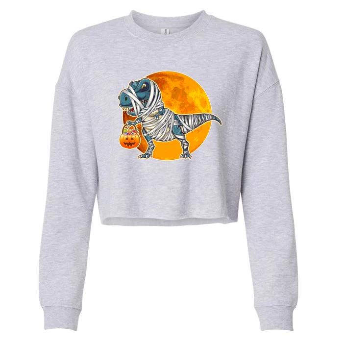 Funny Halloween Mummy TRex Cropped Pullover Crew