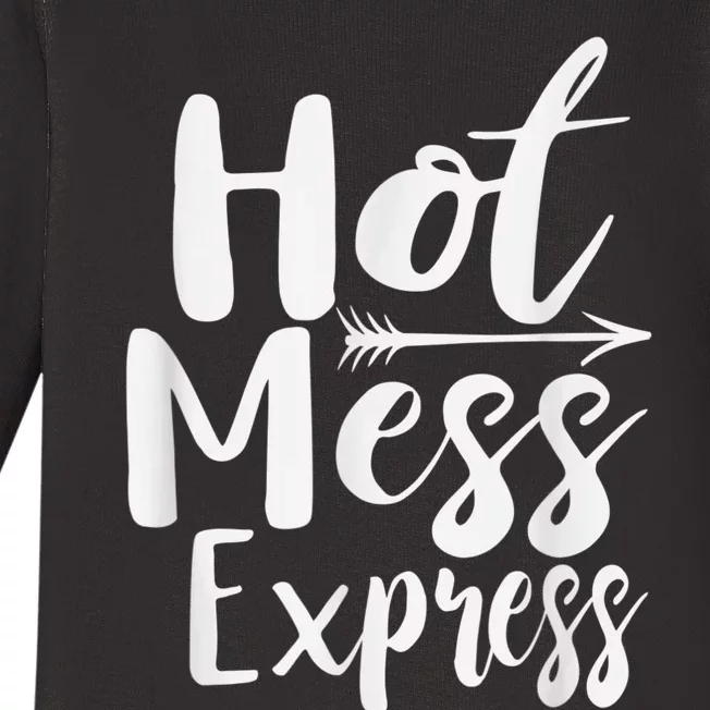 Funny Hot Mess Express Life Status Baby Long Sleeve Bodysuit