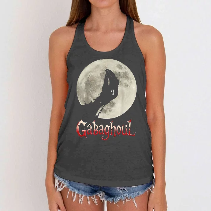 Funny Hand Moon Gabagool Halloween Women's Knotted Racerback Tank