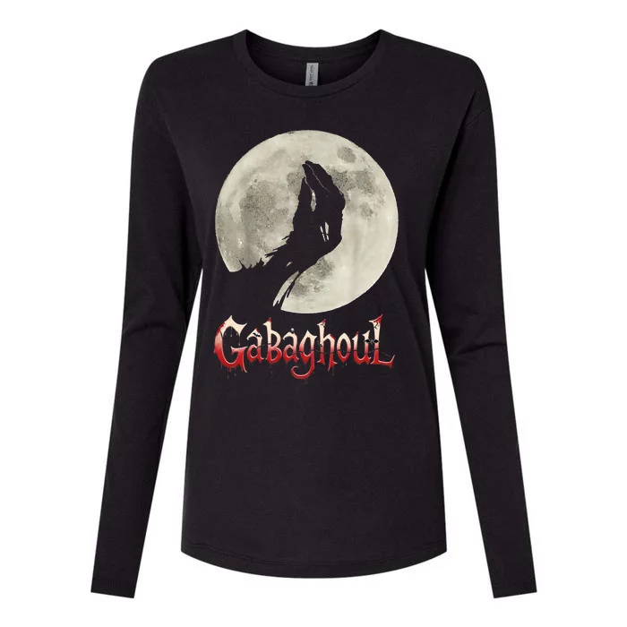 Funny Hand Moon Gabagool Halloween Womens Cotton Relaxed Long Sleeve T-Shirt