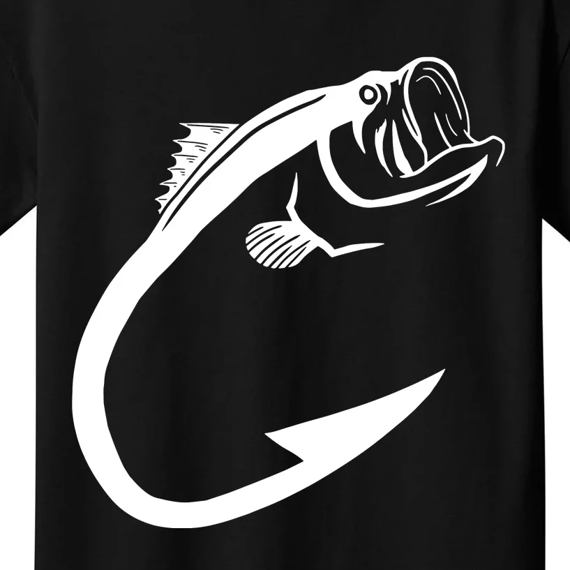 Fish Hook Minimal Art Cool Fishing Lover Gift Kids T-Shirt