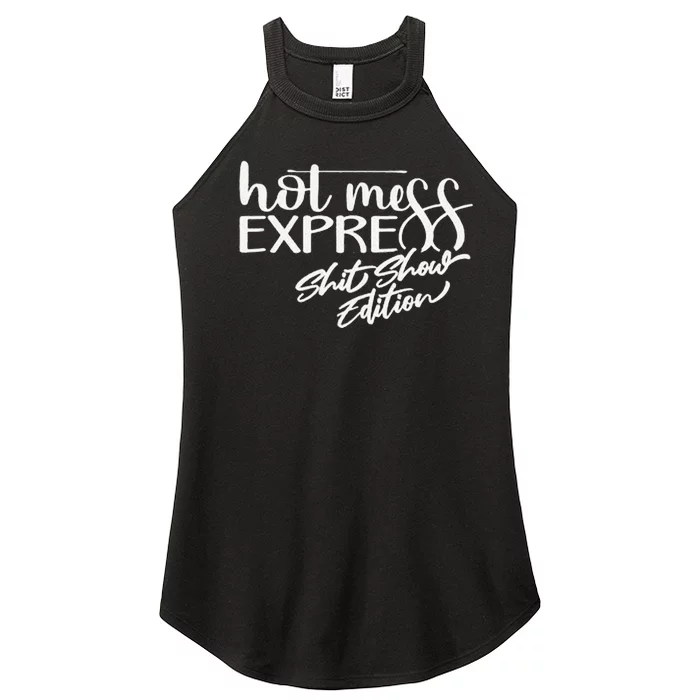 Funny Hot Mess Mama Life Hot Mess Express Shit Show Mom Life Women’s Perfect Tri Rocker Tank