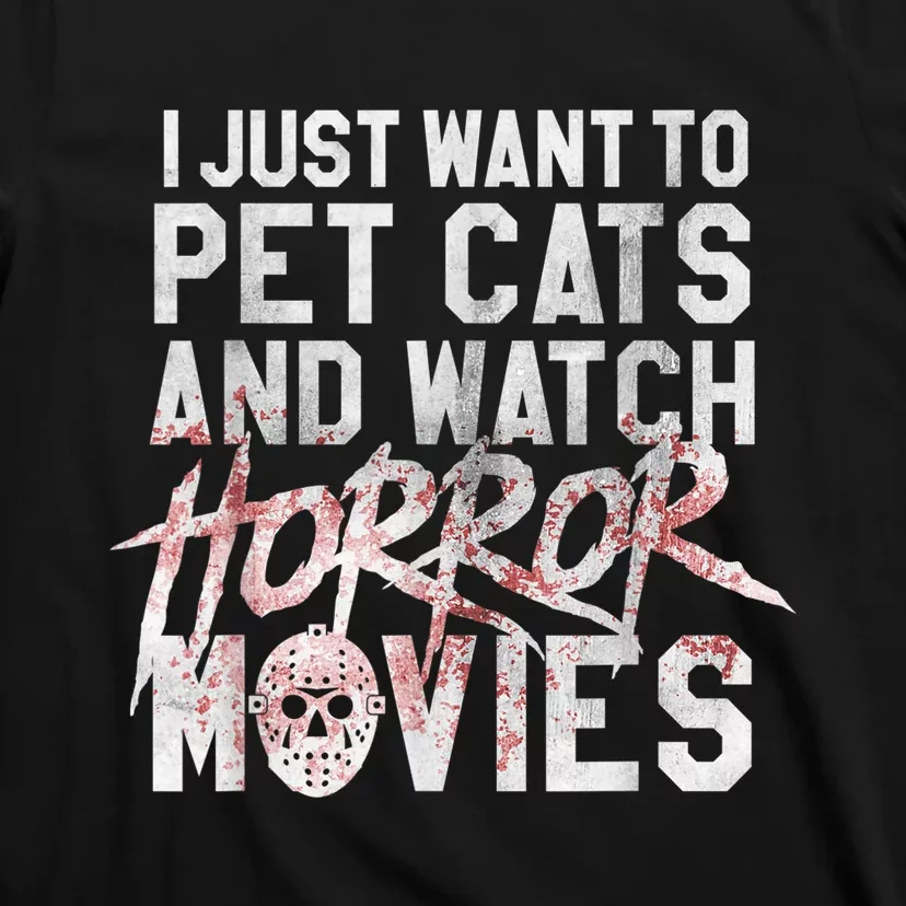 Funny Horror Movie Fan Halloween Cat Lover Gift T-Shirt