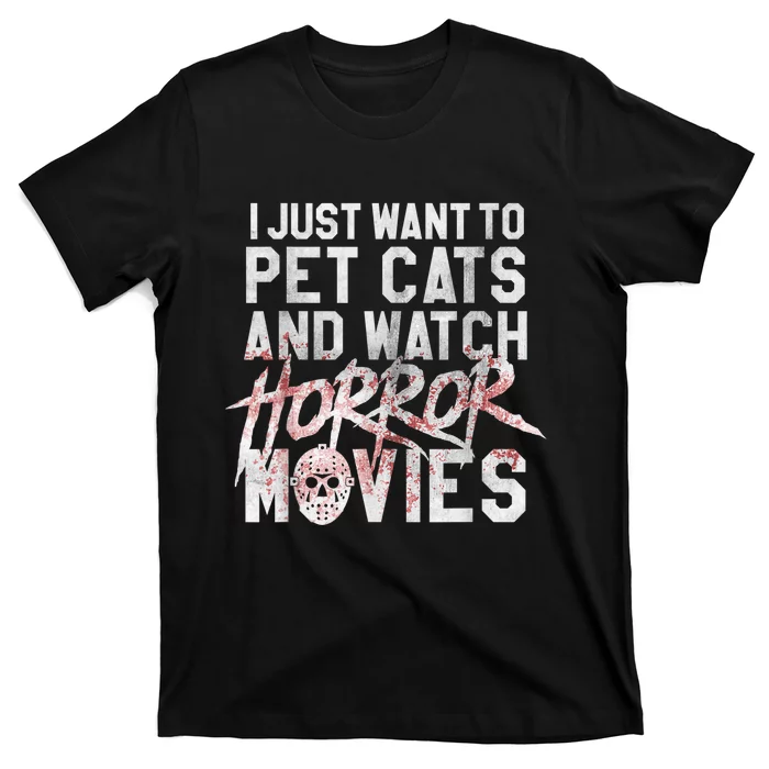 Funny Horror Movie Fan Halloween Cat Lover Gift T-Shirt