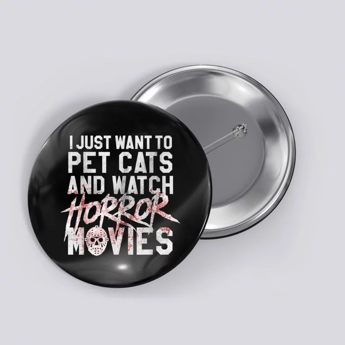 Funny Horror Movie Fan Halloween Cat Lover Gift Button