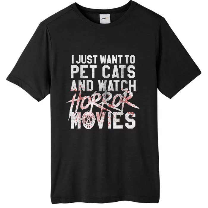 Funny Horror Movie Fan Halloween Cat Lover Gift ChromaSoft Performance T-Shirt