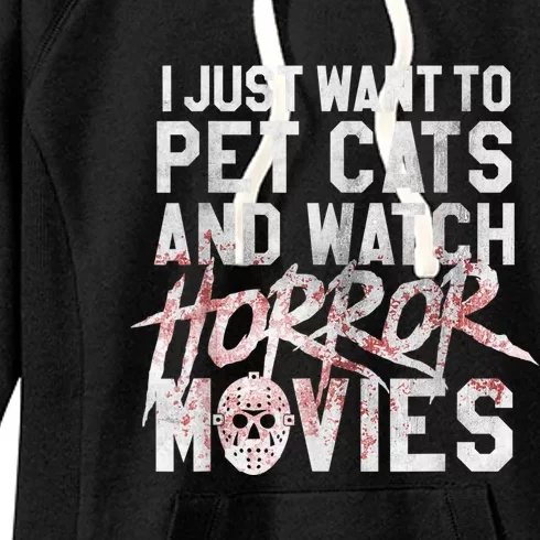 Funny Horror Movie Fan Halloween Cat Lover Gift Women's Fleece Hoodie