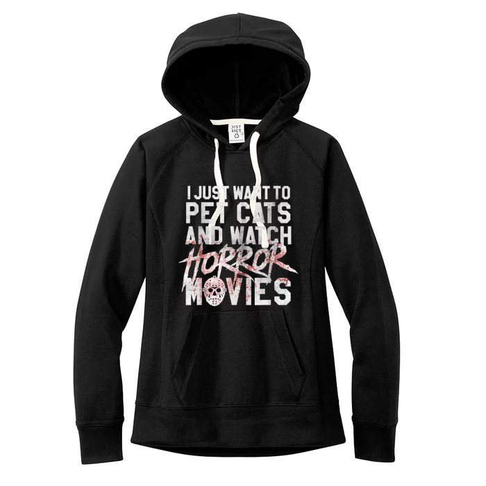 Funny Horror Movie Fan Halloween Cat Lover Gift Women's Fleece Hoodie