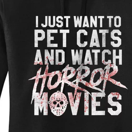 Funny Horror Movie Fan Halloween Cat Lover Gift Women's Pullover Hoodie