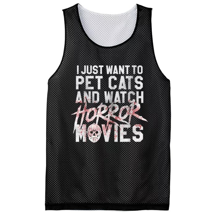 Funny Horror Movie Fan Halloween Cat Lover Gift Mesh Reversible Basketball Jersey Tank