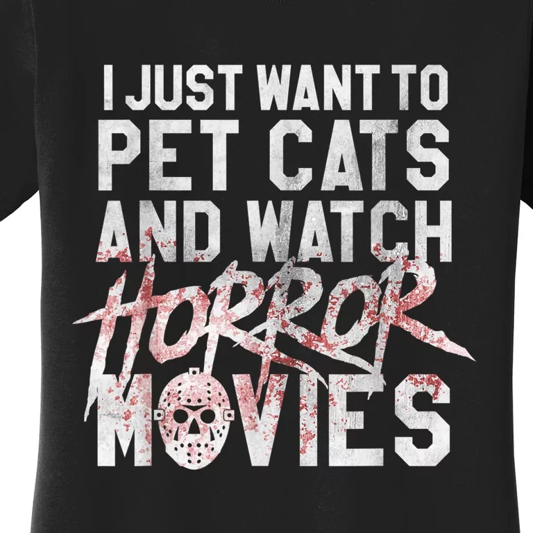 Funny Horror Movie Fan Halloween Cat Lover Gift Women's T-Shirt