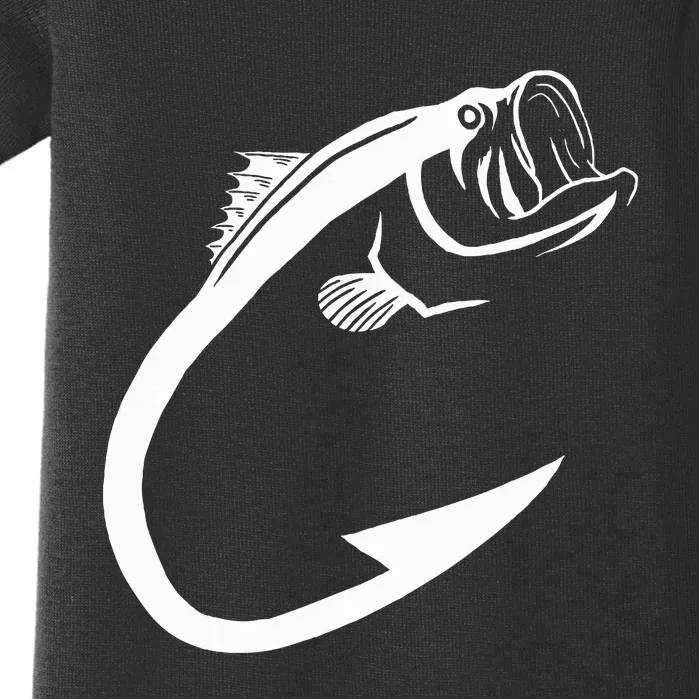 Fish Hook Minimal Art Cool Fishing Lover Art Lover Baby Bodysuit