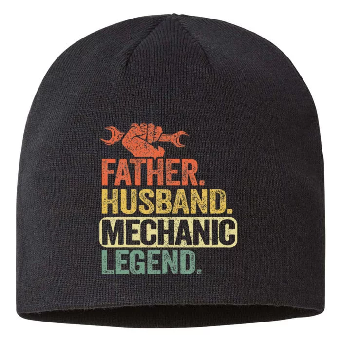 Father Husband Mechanic Legend Car Vintage Auto Mechanics 8 1/2in Sustainable Knit Beanie