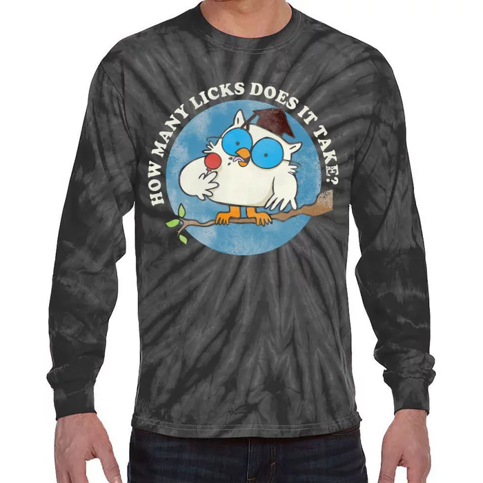 Funny How Many Licks Does It Take Funny Owl Lover Tie-Dye Long Sleeve Shirt