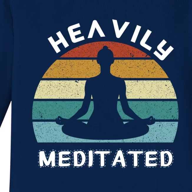 Funny Heavily Meditated Yoga Meditation Gift Meaningful Gift Baby Long Sleeve Bodysuit