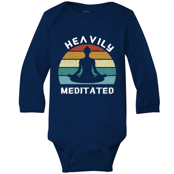 Funny Heavily Meditated Yoga Meditation Gift Meaningful Gift Baby Long Sleeve Bodysuit