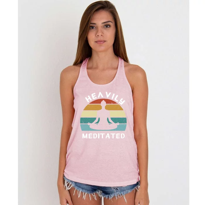 Funny Heavily Meditated Yoga Meditation Gift Meaningful Gift Women's Knotted Racerback Tank