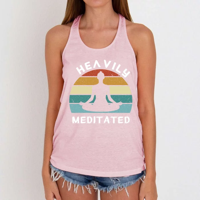 Funny Heavily Meditated Yoga Meditation Gift Meaningful Gift Women's Knotted Racerback Tank