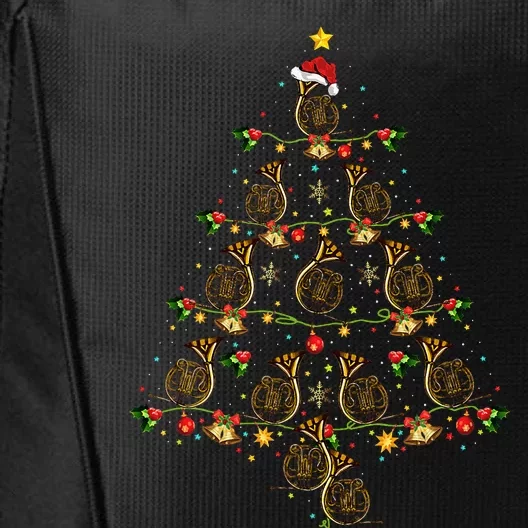 French Horn Music Lover Xmas Gift French Horn Christmas Tree City Backpack