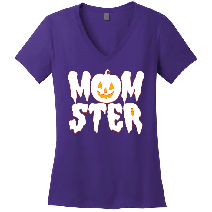 Funny Halloween Momster Monster Women's V-Neck T-Shirt