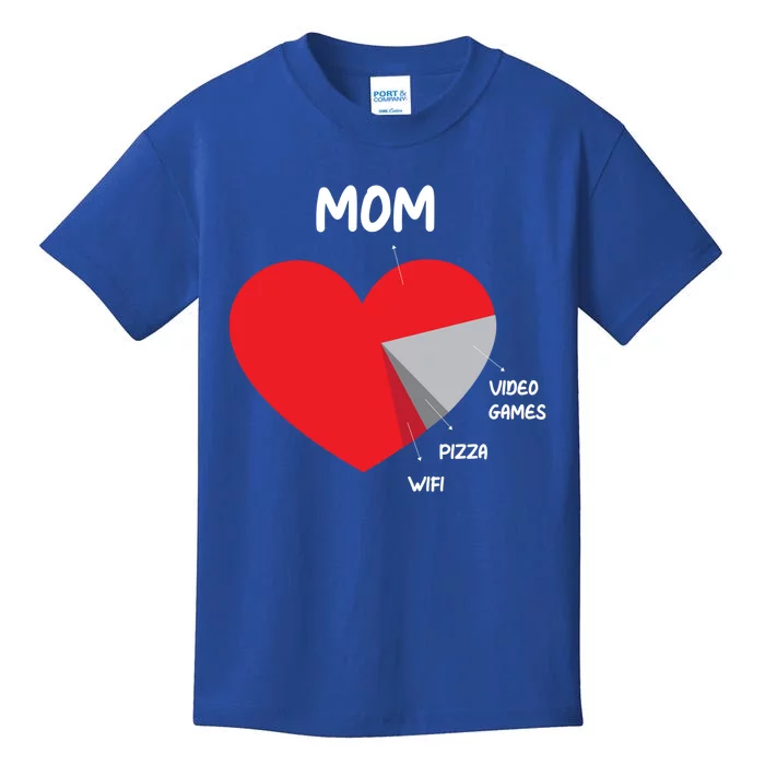 Funny Heart Mom Video Games Pizza Wifi Valentines Day Funny Gift Kids T-Shirt