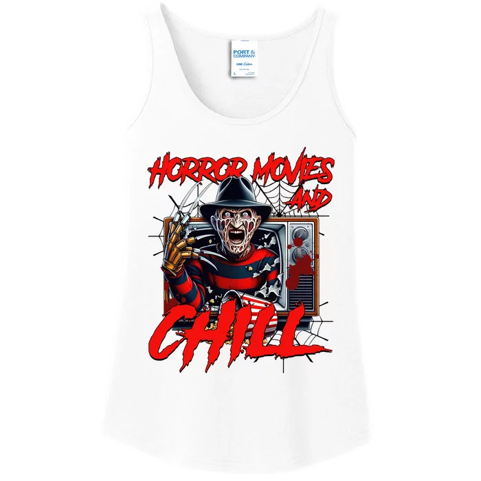 Freddy Horror Movies And Chill Scary Halloween Ladies Essential Tank