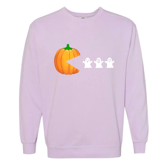 Funny Halloween Meaningful Gift Pumpkin Eating Ghosts Gift Garment-Dyed Sweatshirt