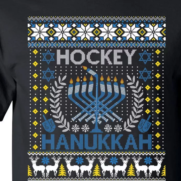 Funny Hockey Menorah Hanukkah Jewish Festival Holiday Season Tall T-Shirt