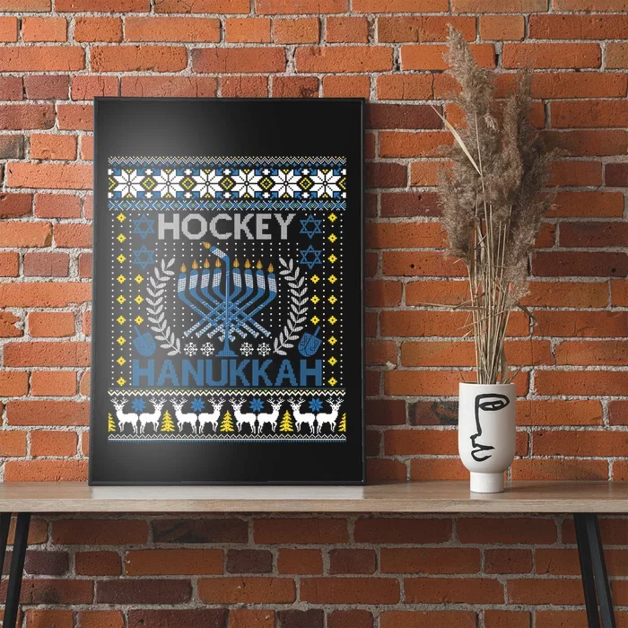 Funny Hockey Menorah Hanukkah Jewish Festival Holiday Season Poster