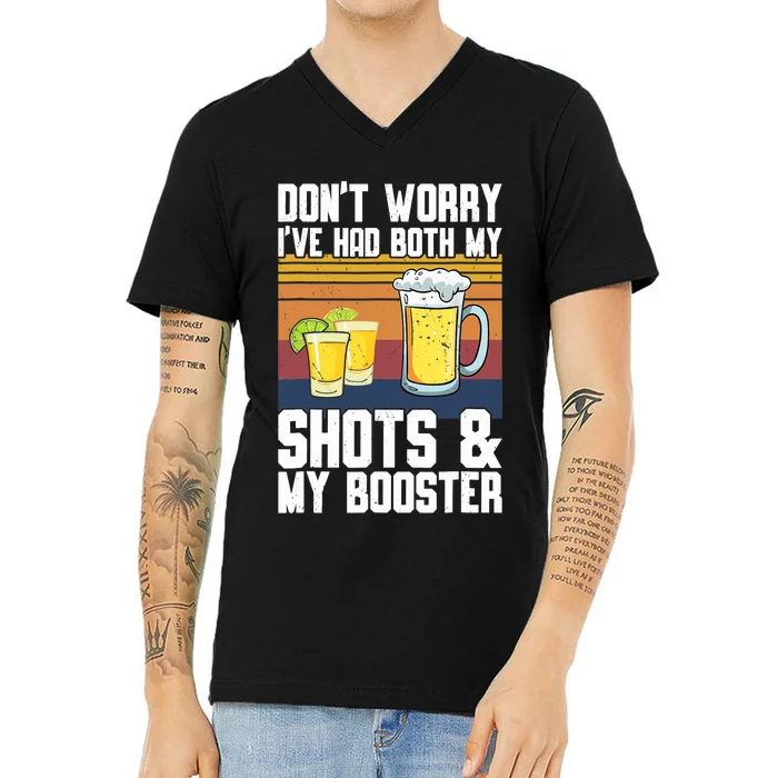 Funny Had My 2 Shots Don't Worry Had Both My Shots Tequila V-Neck T-Shirt