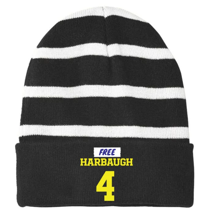 Free Harbaugh Michigan Football Jj Mccarthy Striped Beanie with Solid Band