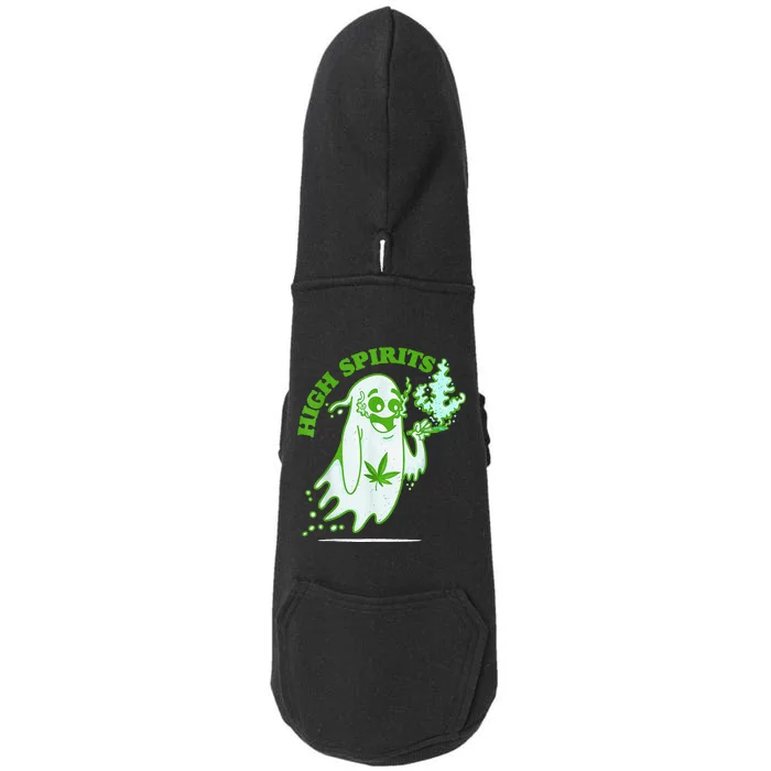 Funny Halloween Marijuana Cannabis Ghost Design Weed Smokers Doggie 3-End Fleece Hoodie