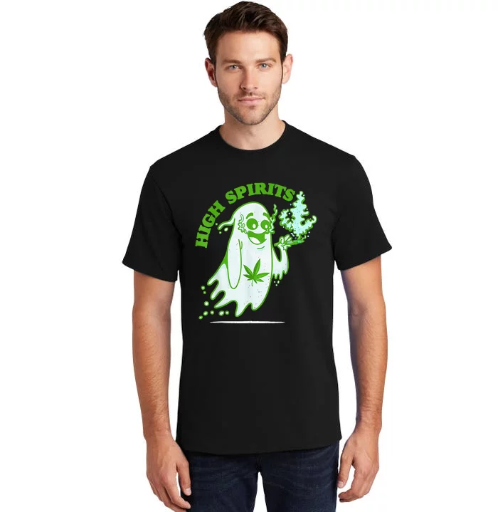 Funny Halloween Marijuana Cannabis Ghost Design Weed Smokers Tall T-Shirt