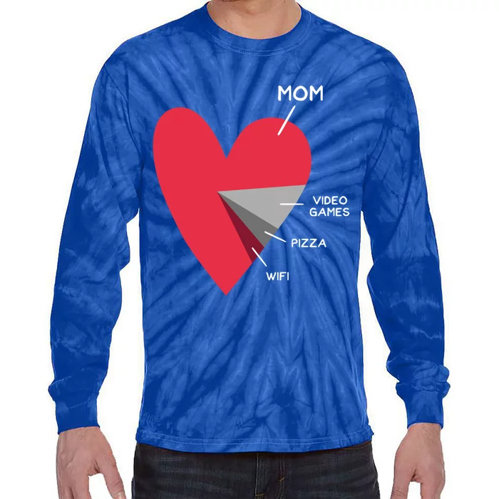 Funny Heart Mom Video Games Pizza Wifi Valentines Day Cool Gift Tie-Dye Long Sleeve Shirt