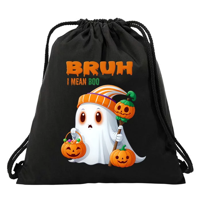 Funny Halloween Meme Bruh I Mean Boo Drawstring Bag