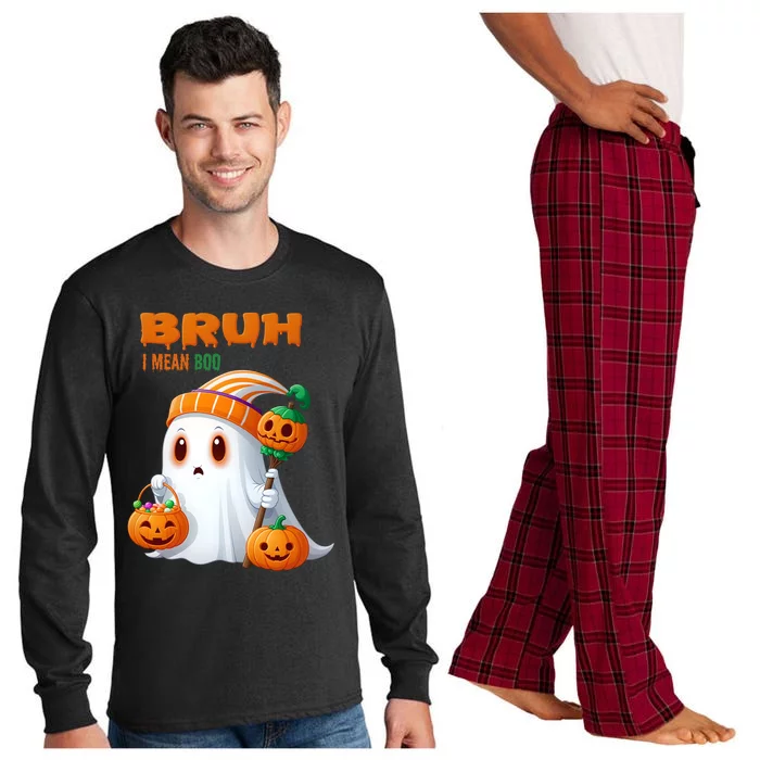 Funny Halloween Meme Bruh I Mean Boo Long Sleeve Pajama Set