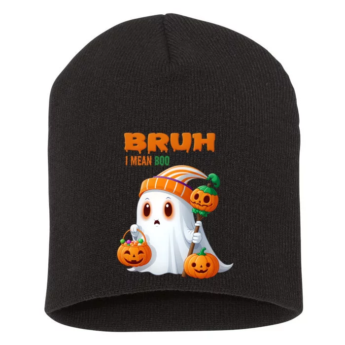 Funny Halloween Meme Bruh I Mean Boo Short Acrylic Beanie