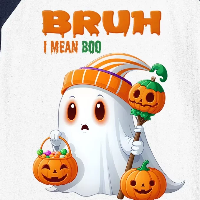 Funny Halloween Meme Bruh I Mean Boo Baseball Sleeve Shirt