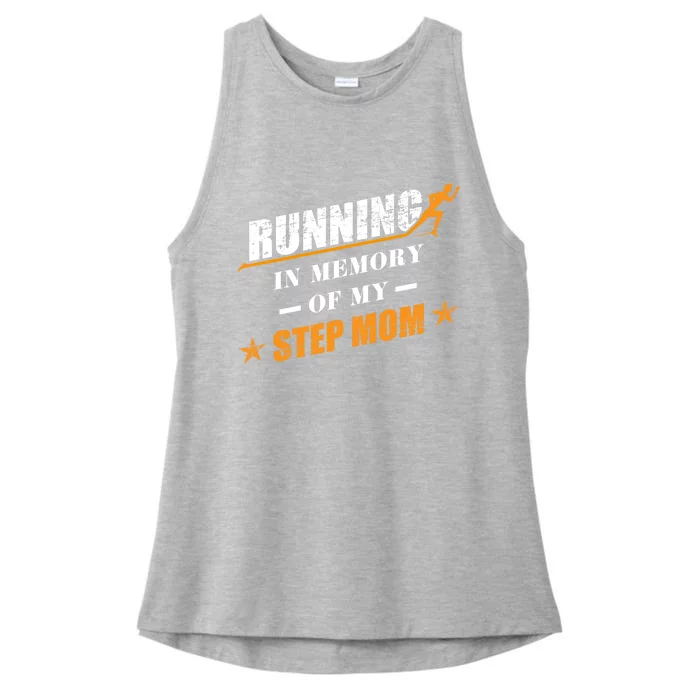 Funny Half Marathon 'Running In Memory Of My Step Mom' Gift Ladies Tri-Blend Wicking Tank