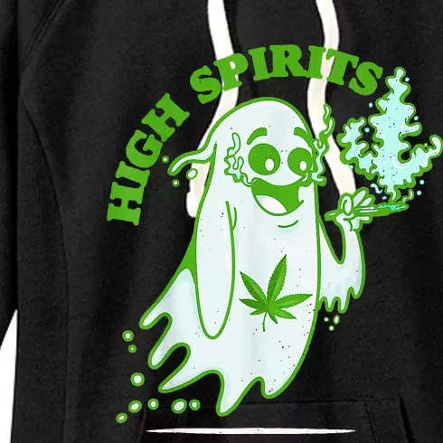 Funny Halloween Marijuana Cannabis Ghost Design Weed Smokers Women's Fleece Hoodie