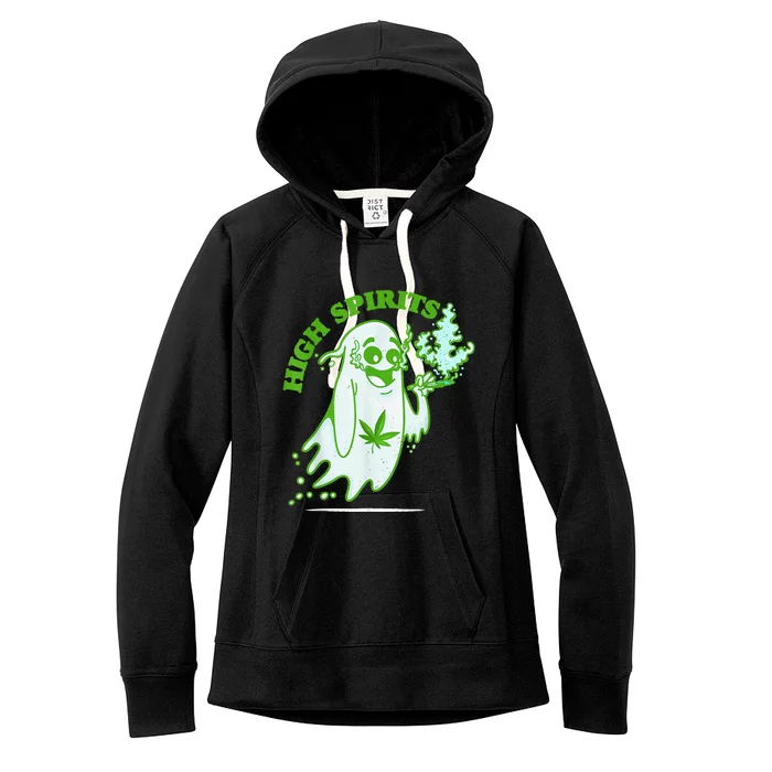 Funny Halloween Marijuana Cannabis Ghost Design Weed Smokers Women's Fleece Hoodie