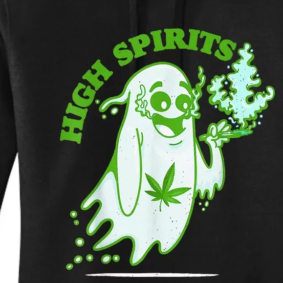 Funny Halloween Marijuana Cannabis Ghost Design Weed Smokers Women's Pullover Hoodie