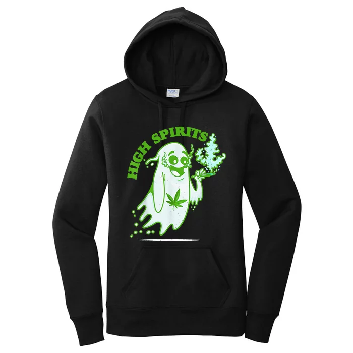 Funny Halloween Marijuana Cannabis Ghost Design Weed Smokers Women's Pullover Hoodie