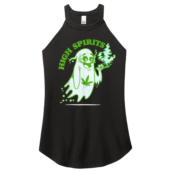 Funny Halloween Marijuana Cannabis Ghost Design Weed Smokers Women’s Perfect Tri Rocker Tank