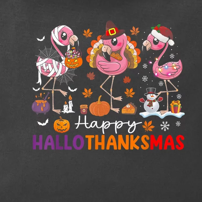 Flamingo Halloween Merry Christmas Happy Hallothanksmas Zip Tote Bag