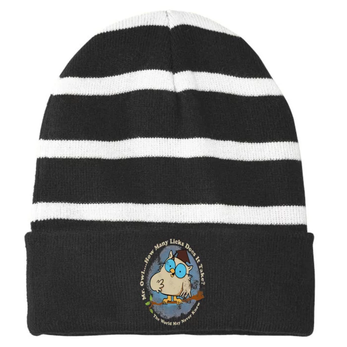 Funny How Many Licks Does It Take Striped Beanie with Solid Band