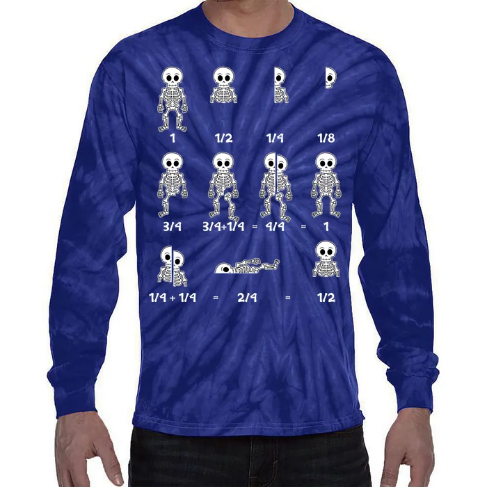 Funny Halloween Math Equations Skeletons Tie-Dye Long Sleeve Shirt