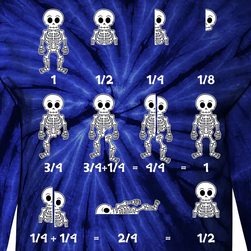 Funny Halloween Math Equations Skeletons Tie-Dye Long Sleeve Shirt